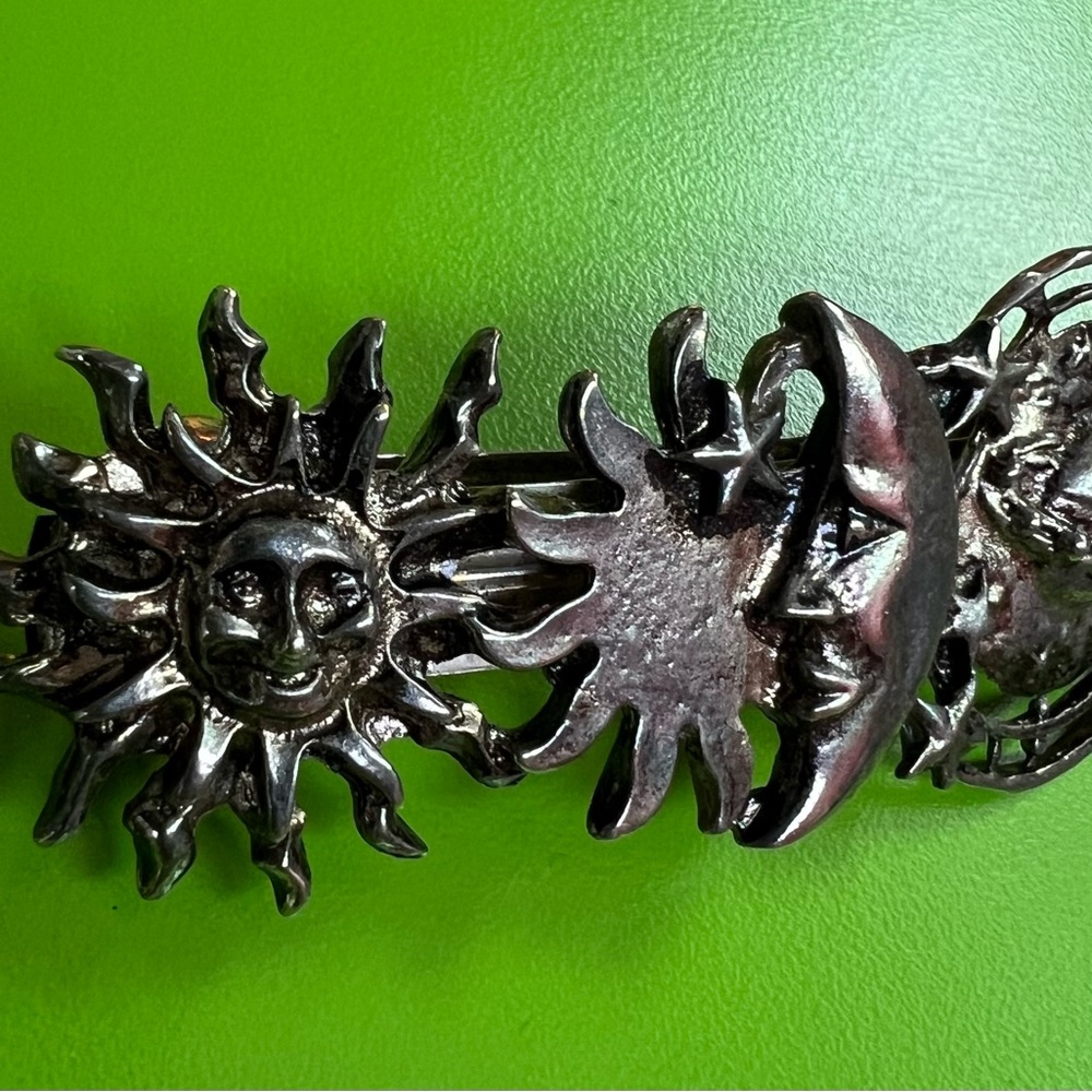 80s 90s sun moon star barrette vintage metal clip BIG HAIR ERA COSPLAY GOTH WOW